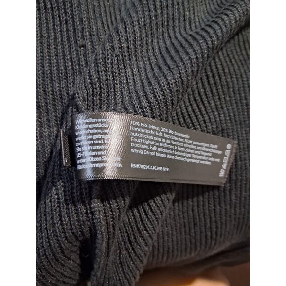 Eileen Fisher Blk Organic Linen & Cotton Womens size Petite Medium Open Cardigan - Picture 10 of 10